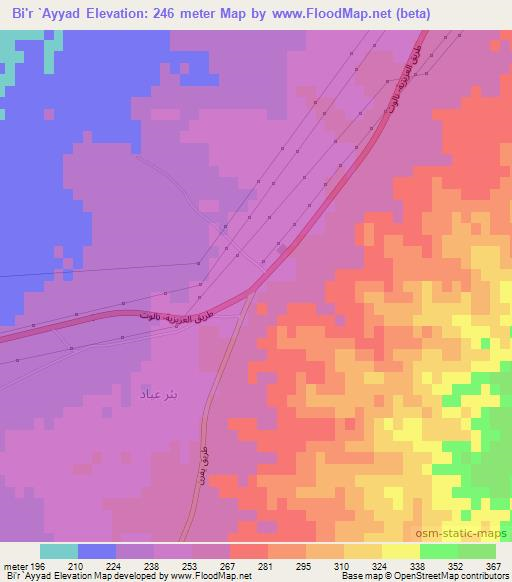 Bi'r `Ayyad,Libya Elevation Map