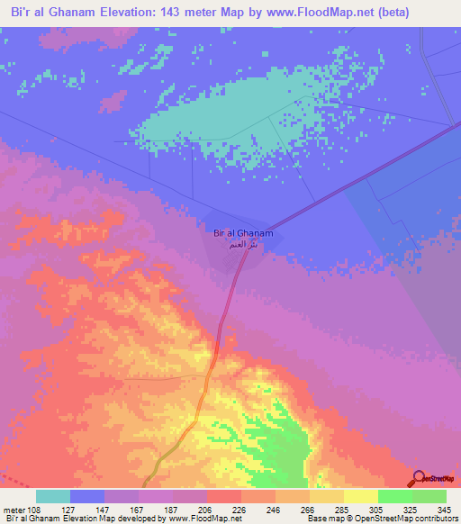 Bi'r al Ghanam,Libya Elevation Map