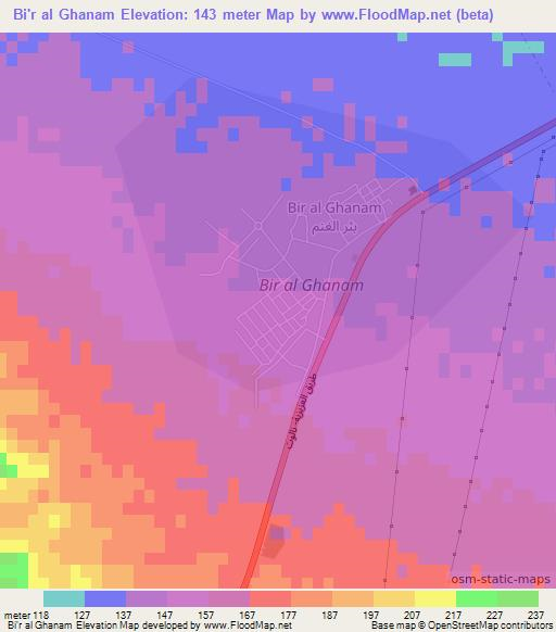 Bi'r al Ghanam,Libya Elevation Map
