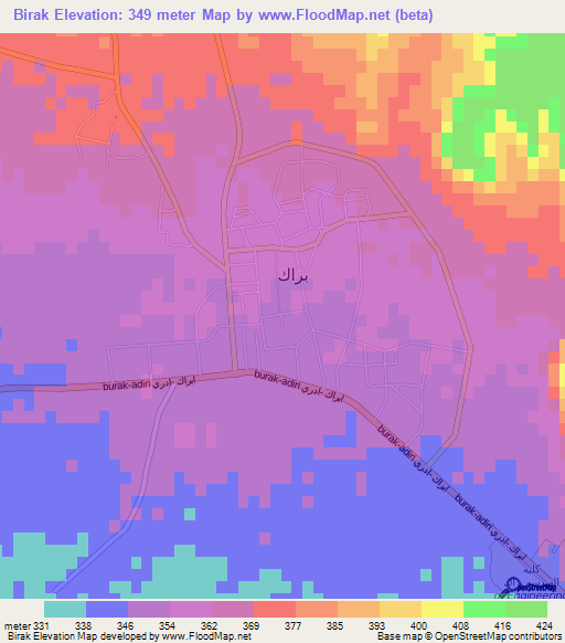 Birak,Libya Elevation Map