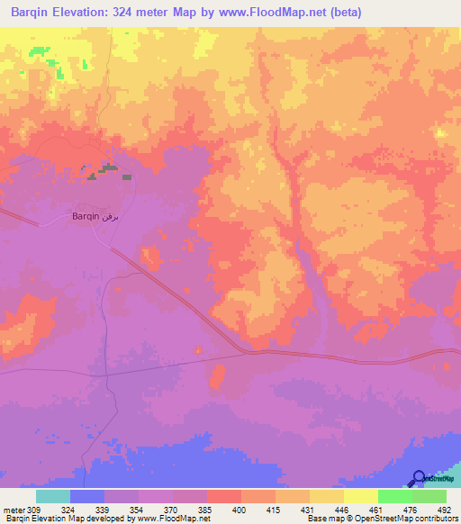 Barqin,Libya Elevation Map