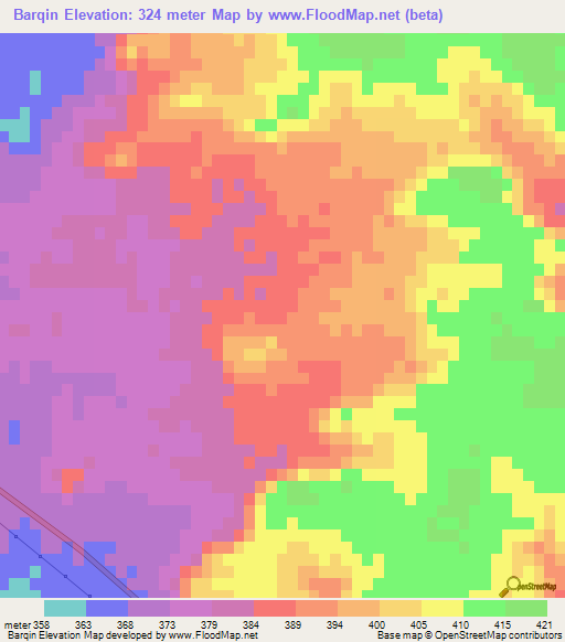 Barqin,Libya Elevation Map