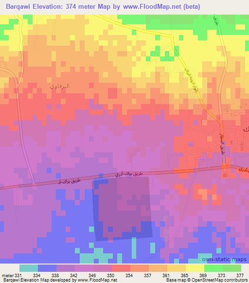 Barqawi,Libya Elevation Map