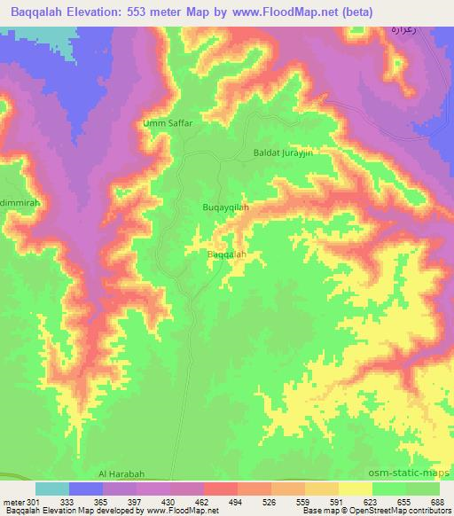 Baqqalah,Libya Elevation Map