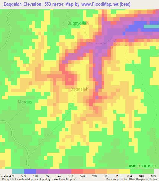 Baqqalah,Libya Elevation Map