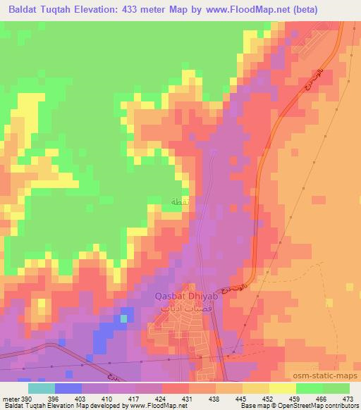 Baldat Tuqtah,Libya Elevation Map