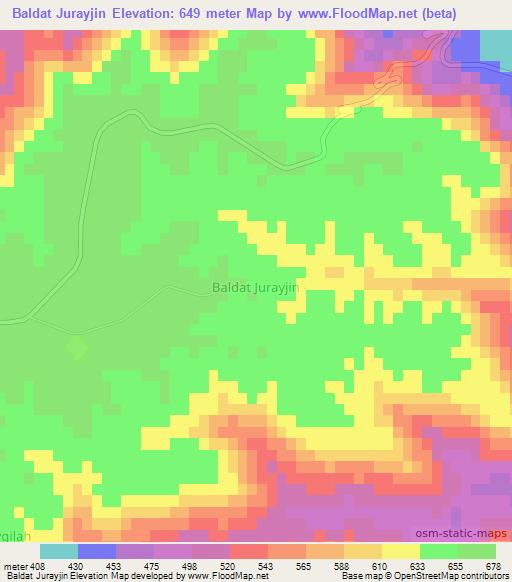 Baldat Jurayjin,Libya Elevation Map