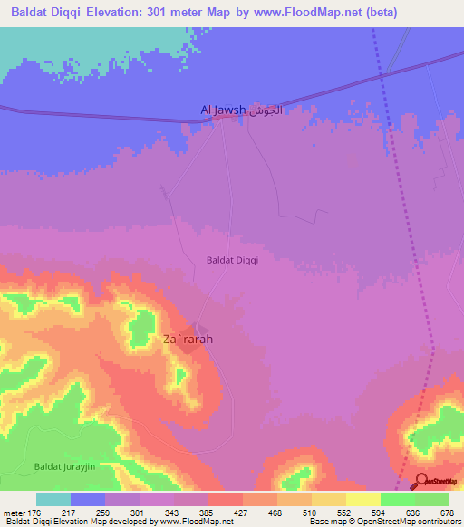 Baldat Diqqi,Libya Elevation Map