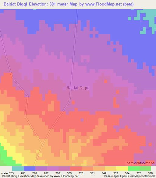 Baldat Diqqi,Libya Elevation Map