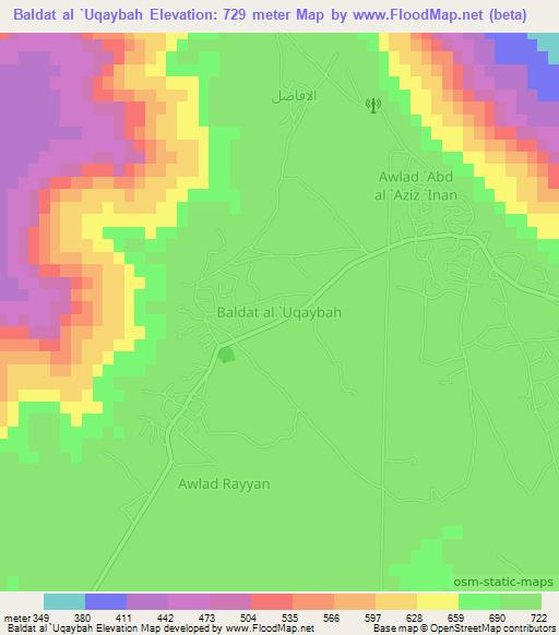 Baldat al `Uqaybah,Libya Elevation Map