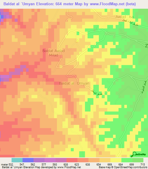 Baldat al `Umyan,Libya Elevation Map