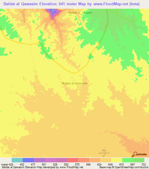 Baldat al Qawasim,Libya Elevation Map