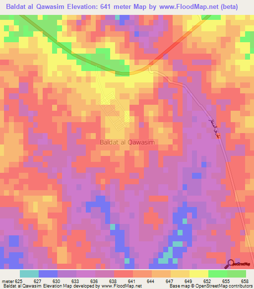 Baldat al Qawasim,Libya Elevation Map