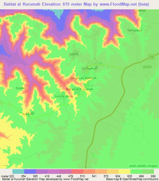 Baldat al Kurumah,Libya Elevation Map