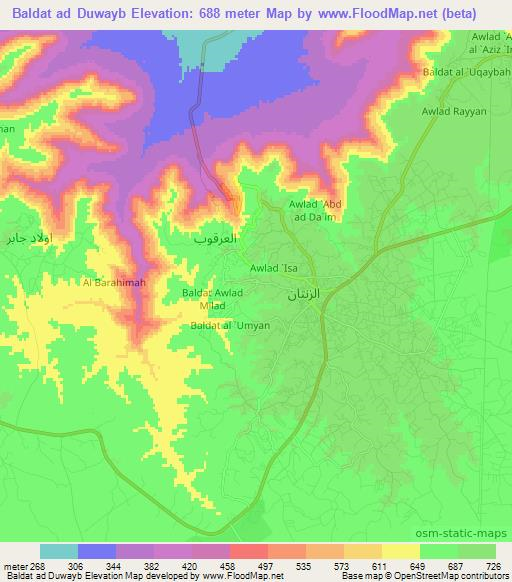 Baldat ad Duwayb,Libya Elevation Map