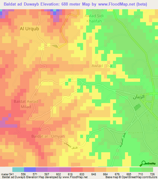 Baldat ad Duwayb,Libya Elevation Map