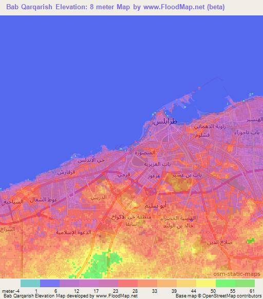 Bab Qarqarish,Libya Elevation Map