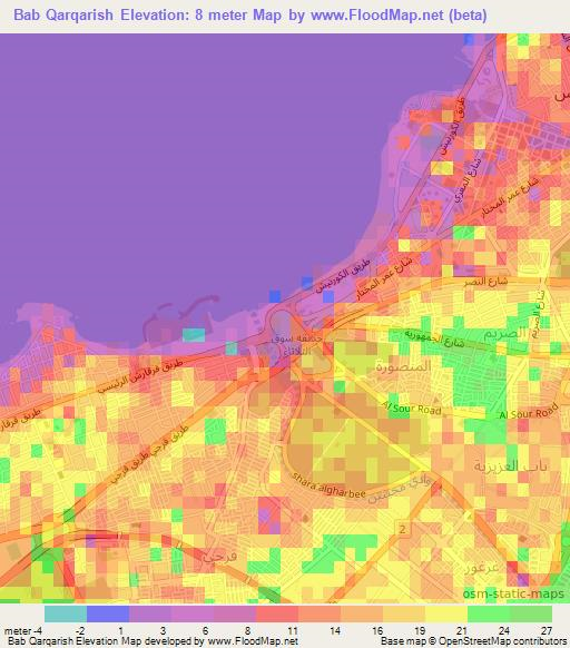 Bab Qarqarish,Libya Elevation Map