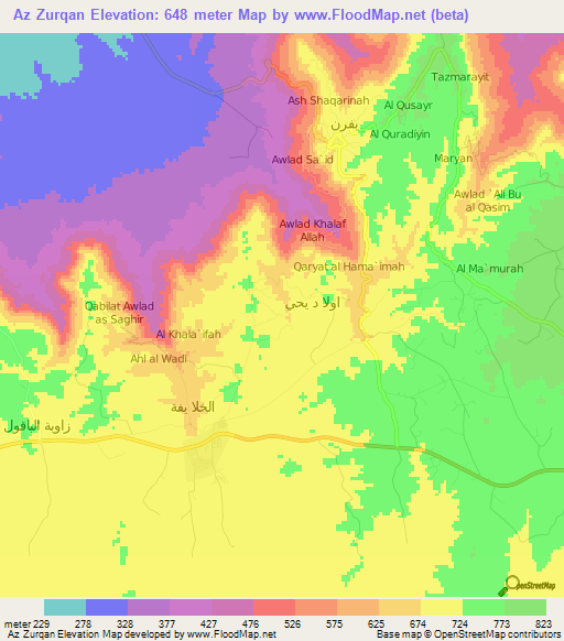 Az Zurqan,Libya Elevation Map
