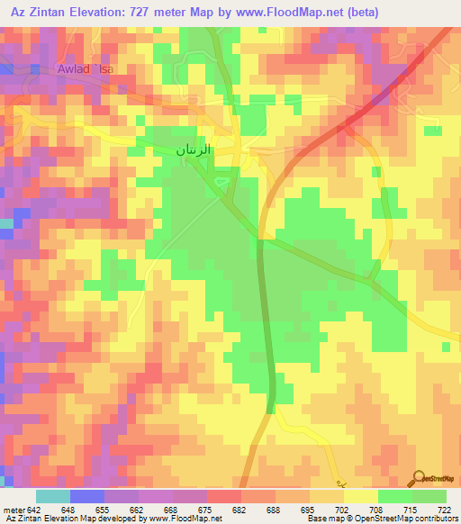 Az Zintan,Libya Elevation Map