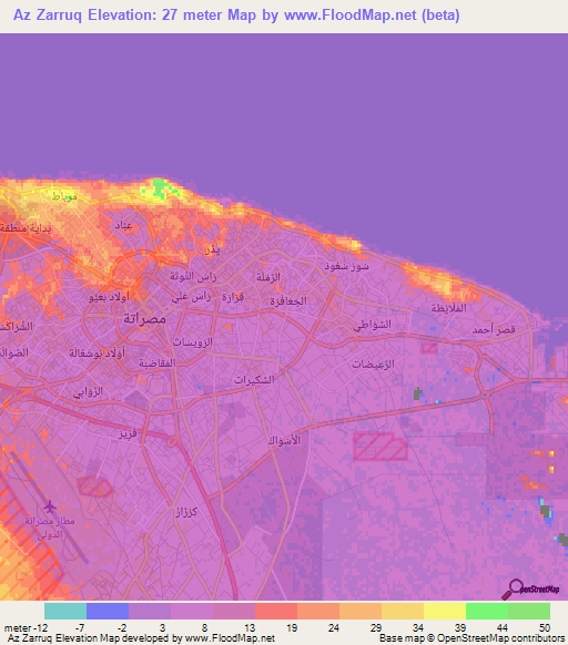 Az Zarruq,Libya Elevation Map