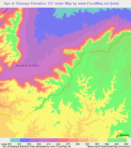 `Ayn al Ghazaya,Libya Elevation Map