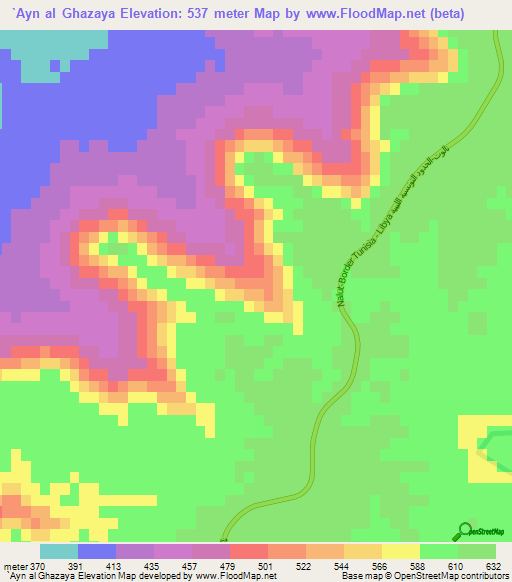 `Ayn al Ghazaya,Libya Elevation Map