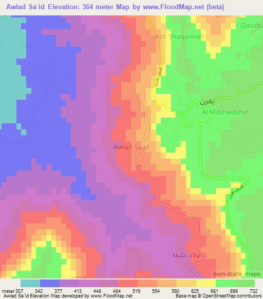 Awlad Sa`id,Libya Elevation Map