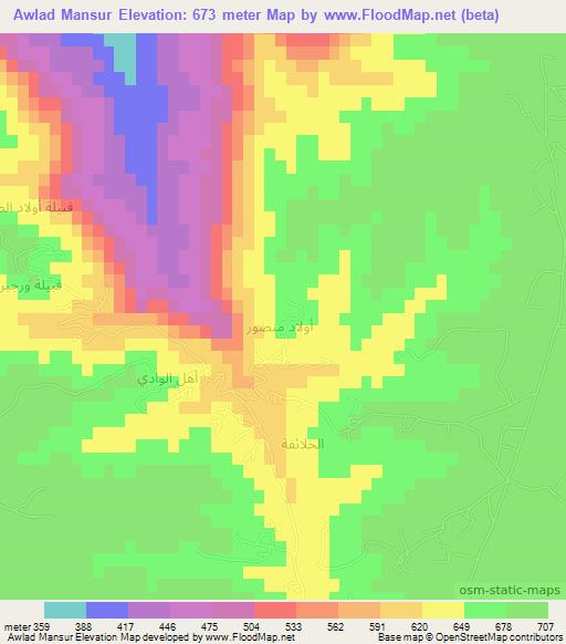 Awlad Mansur,Libya Elevation Map