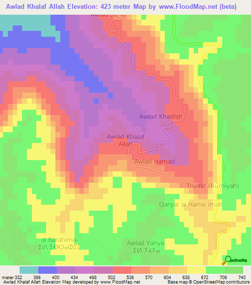 Awlad Khalaf Allah,Libya Elevation Map