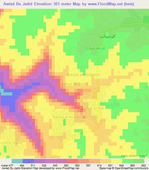 Awlad Bu Jadid,Libya Elevation Map