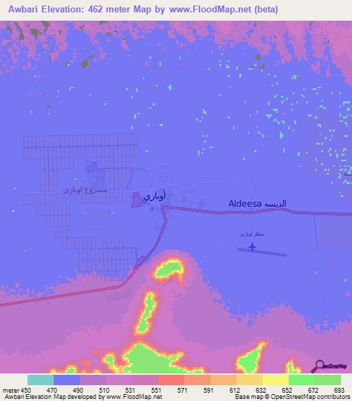 Awbari,Libya Elevation Map