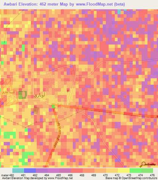 Awbari,Libya Elevation Map