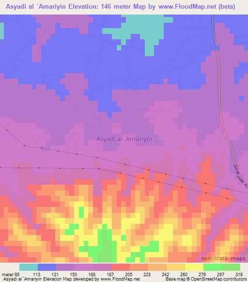 Asyadi al `Amariyin,Libya Elevation Map