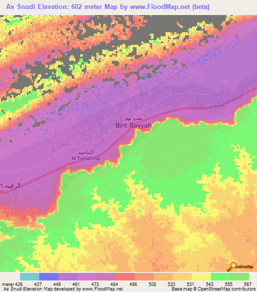 As Snudi,Libya Elevation Map