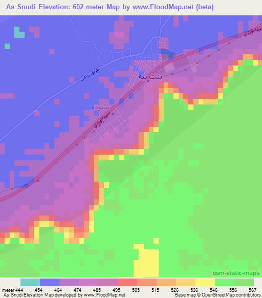 As Snudi,Libya Elevation Map