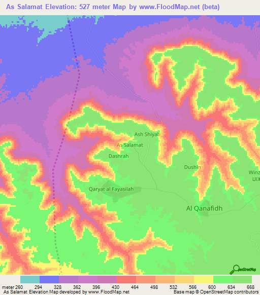 As Salamat,Libya Elevation Map