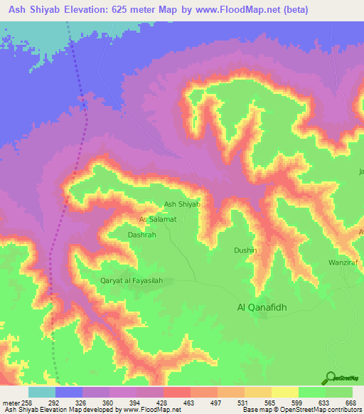 Ash Shiyab,Libya Elevation Map