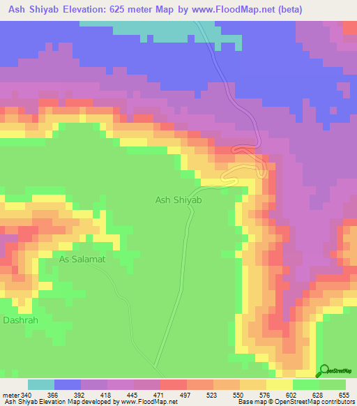 Ash Shiyab,Libya Elevation Map