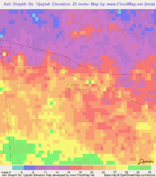 Ash Shaykh Bu `Ujaylah,Libya Elevation Map