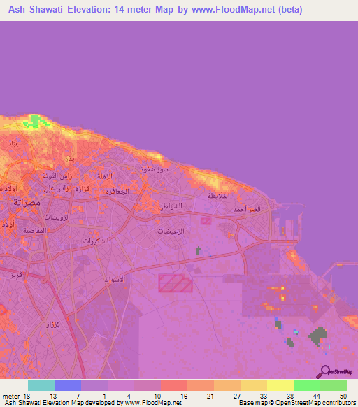 Ash Shawati,Libya Elevation Map