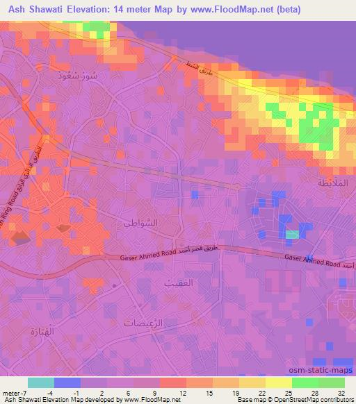 Ash Shawati,Libya Elevation Map