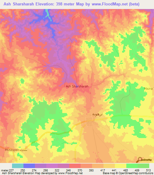 Ash Sharsharah,Libya Elevation Map