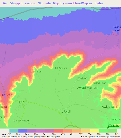 Ash Shaqqi,Libya Elevation Map