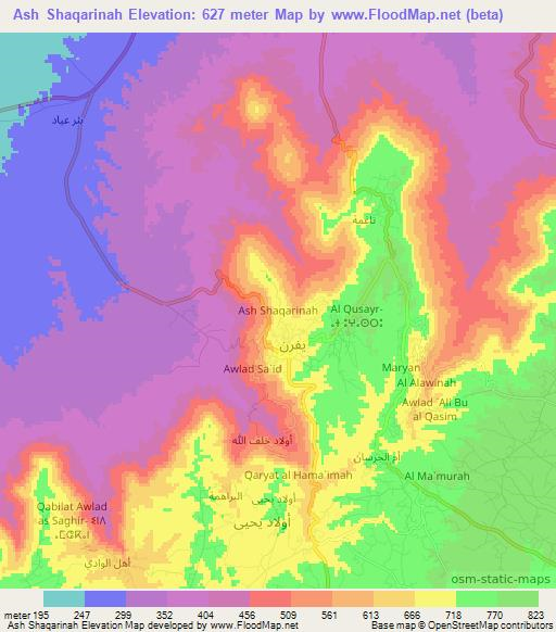 Ash Shaqarinah,Libya Elevation Map