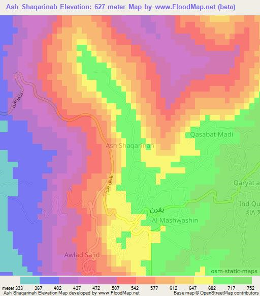 Ash Shaqarinah,Libya Elevation Map