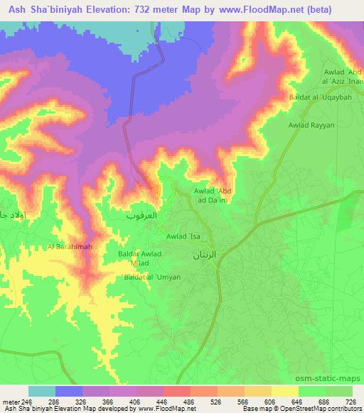 Ash Sha`biniyah,Libya Elevation Map