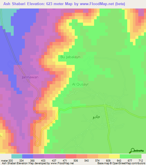 Ash Shabari,Libya Elevation Map