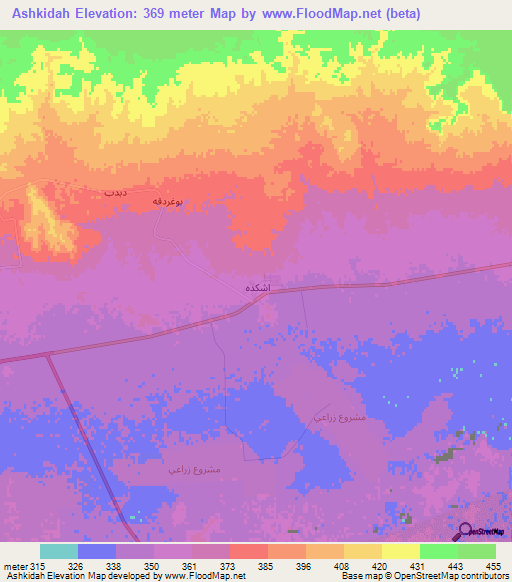 Ashkidah,Libya Elevation Map