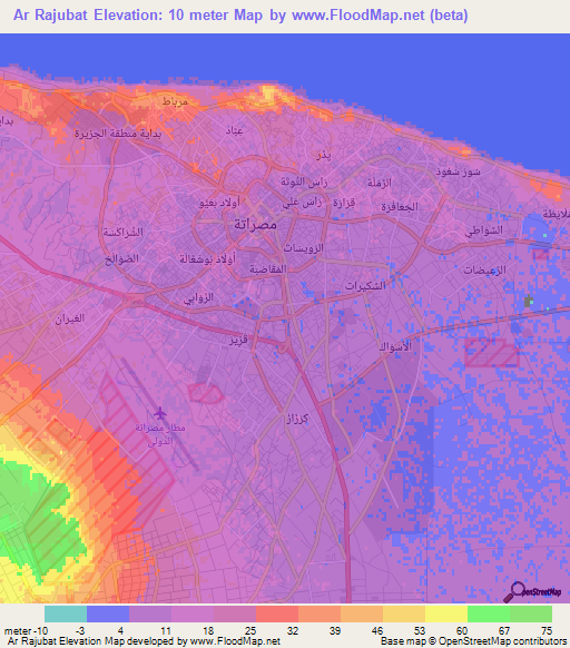 Ar Rajubat,Libya Elevation Map